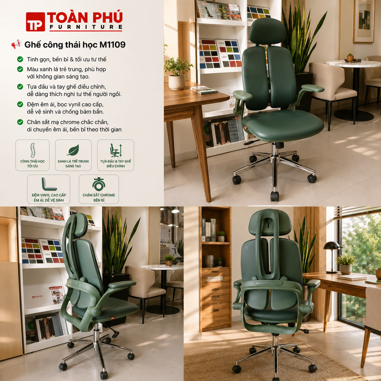 Ghế công thái học M1109 - 01 - Ảnh 4