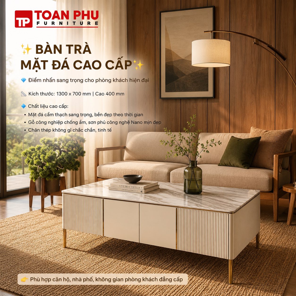 Bàn Trà Mặt Đá F9-130