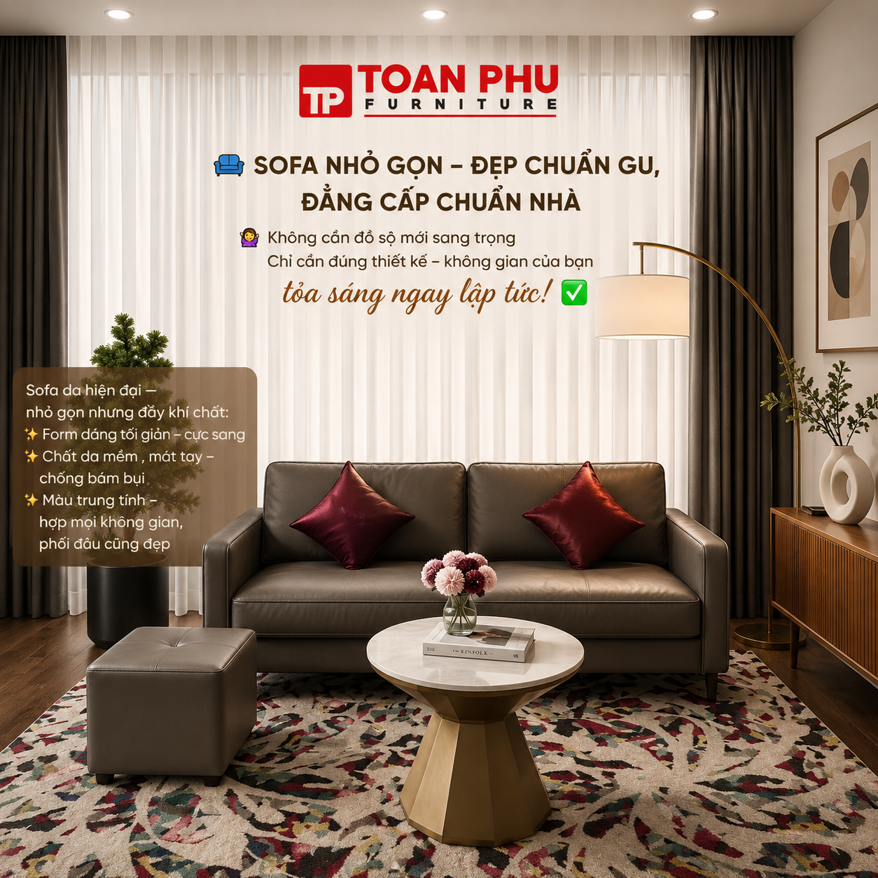 Sofa Da Simili 1980/383 + Đôn