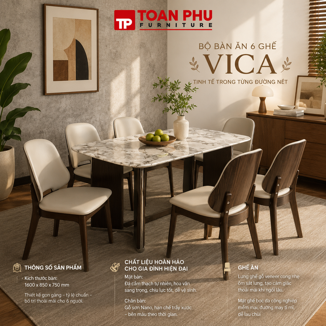 Bộ Bàn Ăn 6 Ghế Vica