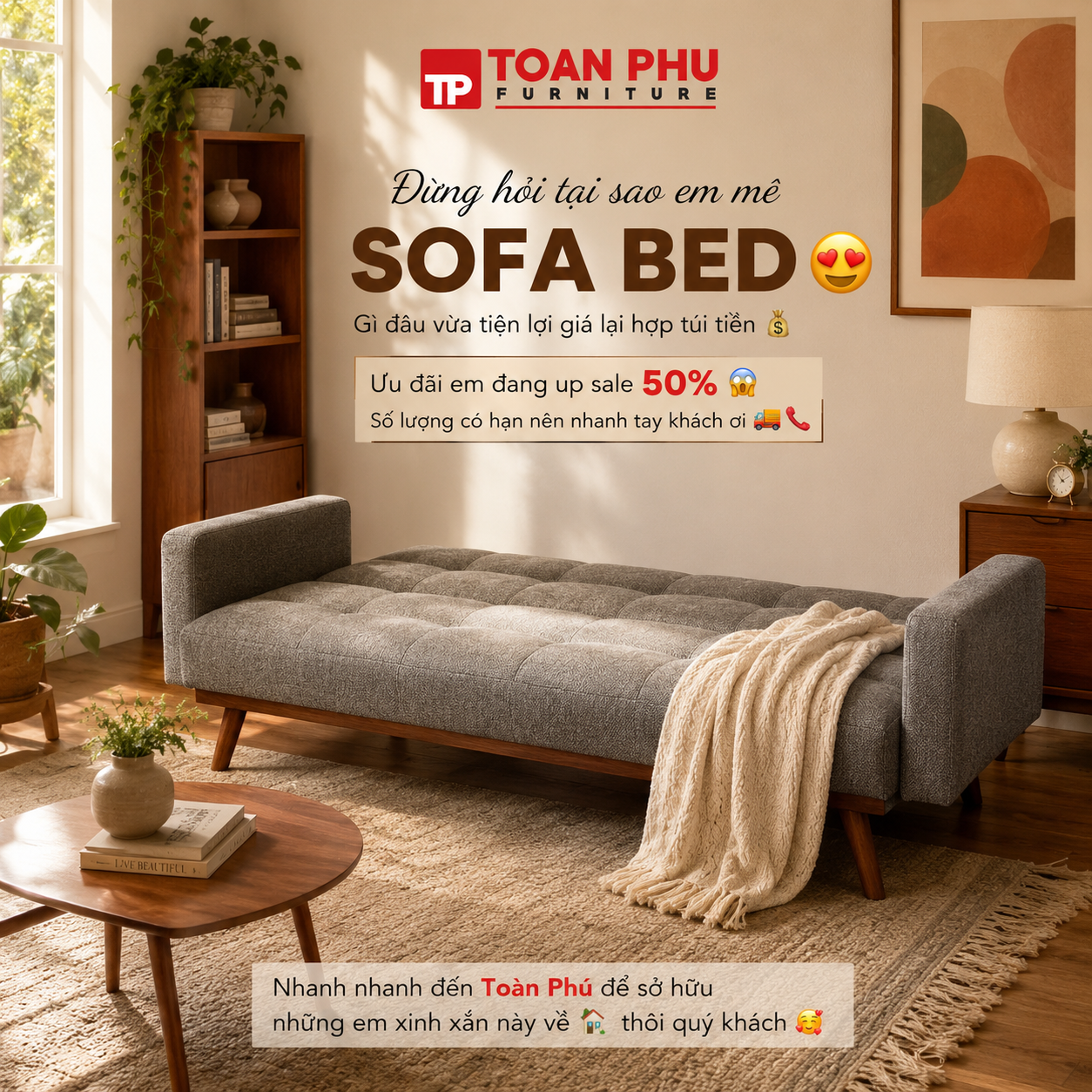 Sofa Bed Bọc Vải - Ảnh 2