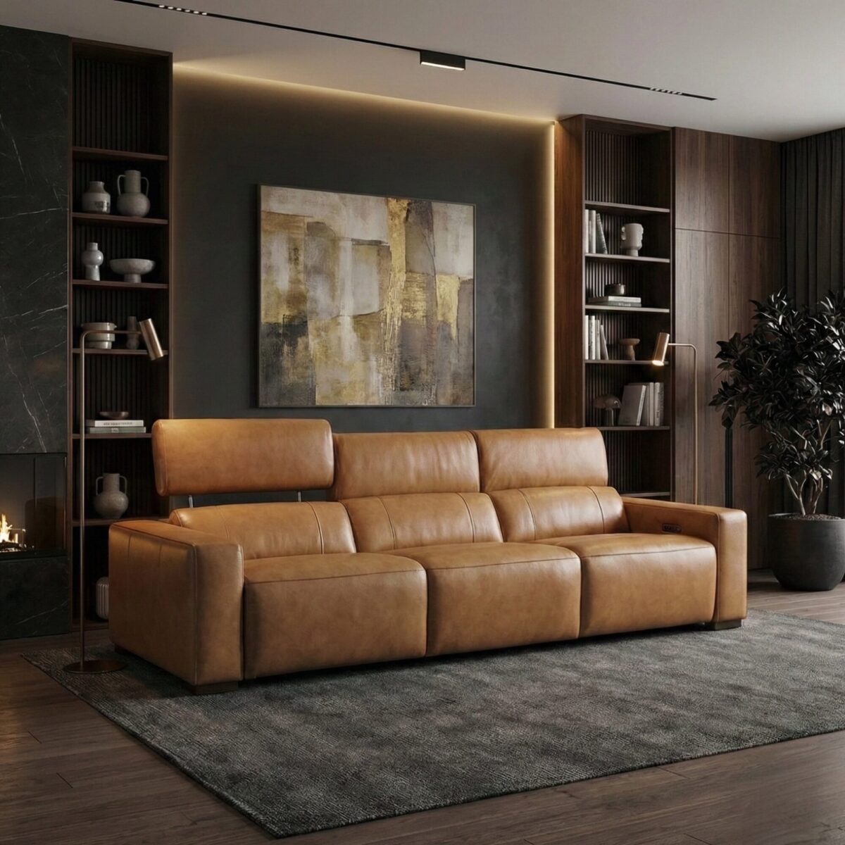 Sofa Băng Da Bò Thật Chỉnh Điện Nhập Khẩu 51191 - Ảnh 2
