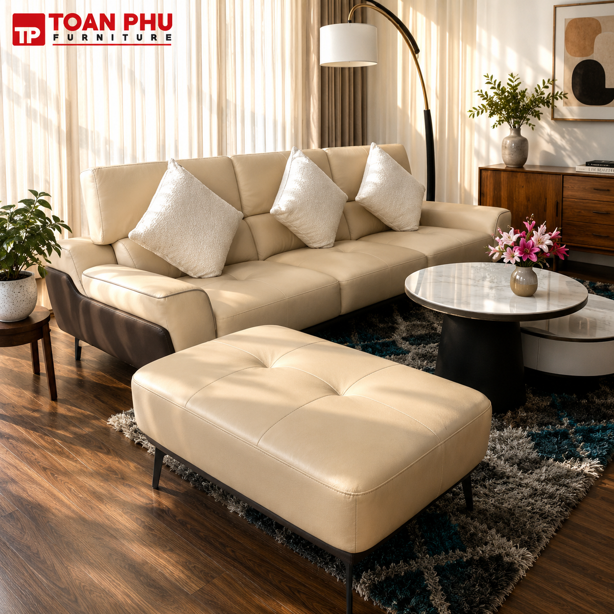 Sofa Da Thật Malaysia 2269 + Đôn - Ảnh 4