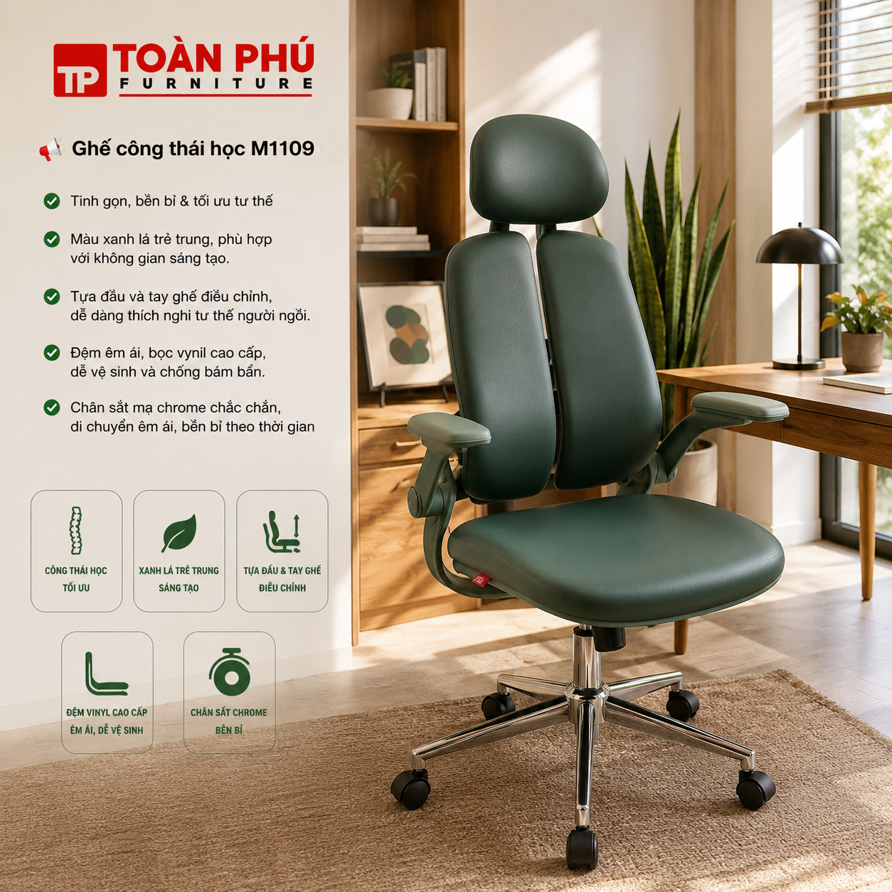 Ghế công thái học M1109 - 01 - Ảnh 3