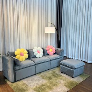 Sofa K360 Vải Nhung + Đôn