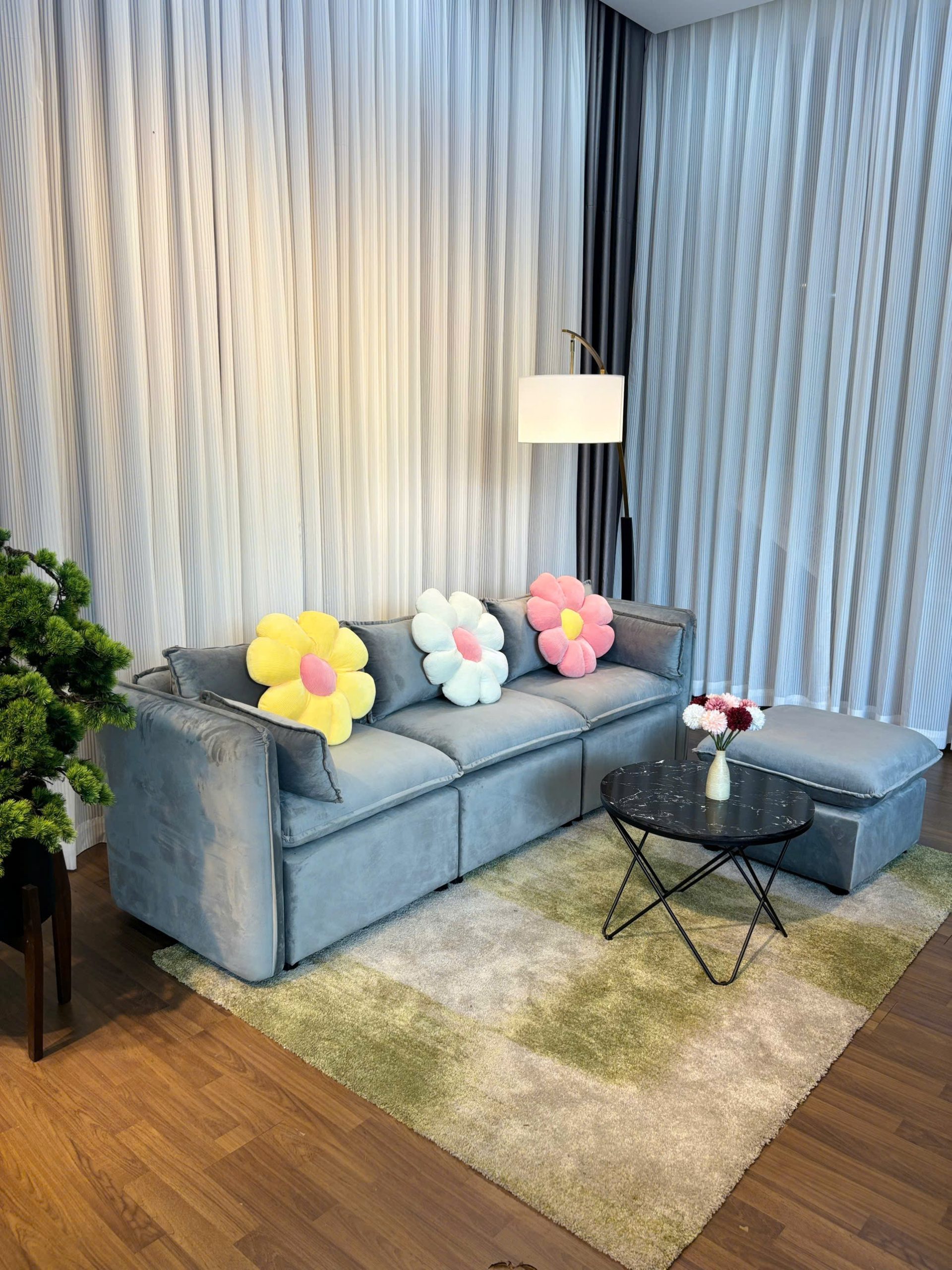Sofa K360 Vải Nhung + Đôn - Ảnh 7