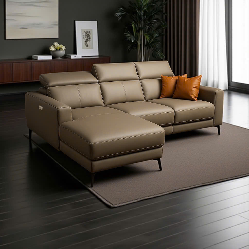Sofa Góc Da Bò Thật Chỉnh Điện Nhập Khẩu 8391 - Ảnh 2