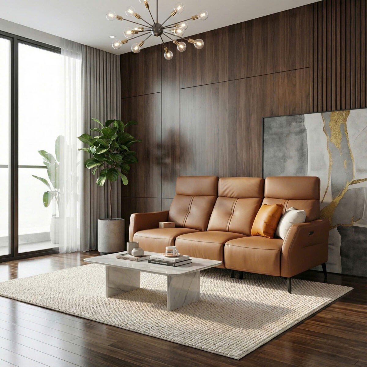 Sofa Băng Da Bò Thật Chỉnh Điện 6619 - Ảnh 2