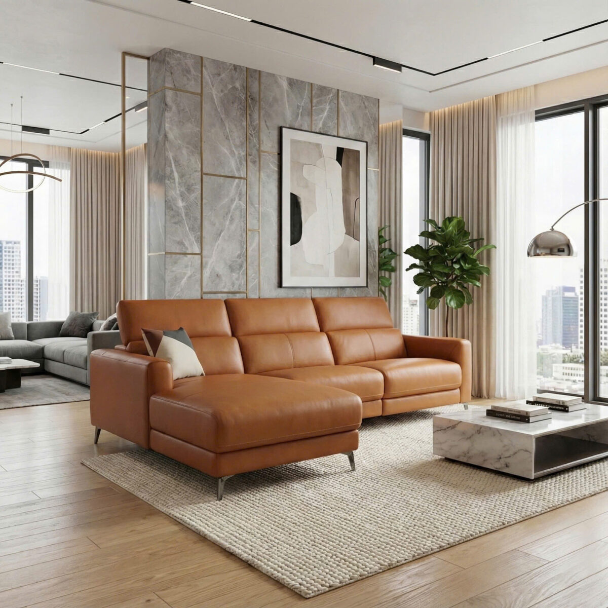 Sofa Góc Da Bò Thật Chỉnh Điện Nhập Khẩu 8391 - Ảnh 3