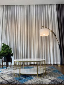 Bàn Sofa 2 Tầng Oval Vàng